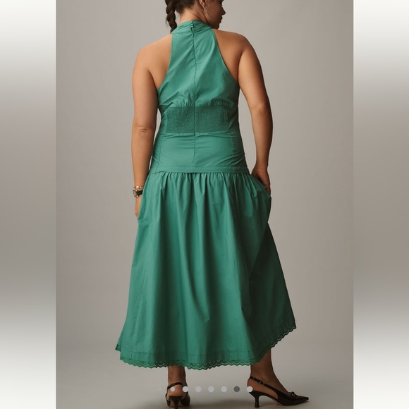 Anthropologie Dress by Maeve Halter V-Neck Drop-Waist Midi SIZE LARGE NEW - Picture 5 of 7